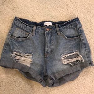 Distressed Denim Shorts